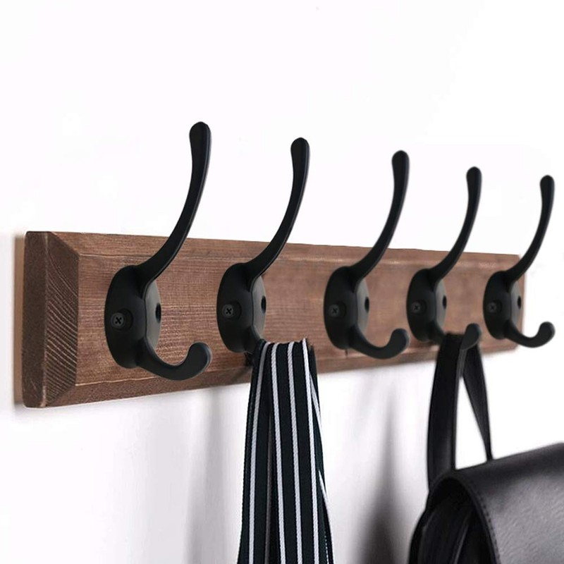 IBosins 12 Pack Black Coat Hooks Wall Mounted with 24