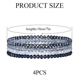 Zoonvii Bracelet Crystal Beads Women's Multilayer Gemstone Bracelets Bohemian Fashion Jewellery Hand Accessories Best Gift for Women, Girlfriend, Wife, Mum, Friends, Platinum Alloy