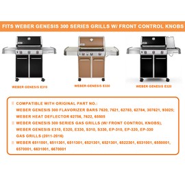 Grill Parts for Weber Genesis 300 Parts Replacement Weber Genesis E310 S330 E320 E330 S310 (w/ Front Control Knobs), for Weber Flavorizer Bars 62783 7620 7621 & Weber Heat Deflectors 7622 65505 62756