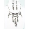 DESIGNER INSPIRED 17in CLEAR MULTI CRYSTAL SILVERTONE VICTORIAN JEWELERY SET