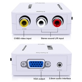 Wscoficey Mini AV2 VGA Video Converter Box AV RCA CVBS to VGA Video Converter Converter 3.5mm Audio and PC HDTV Converter