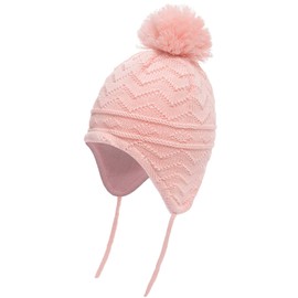 Foruhoo Baby Winter Hat Girls & Boys Knitted Beanie Warm Hat with Ear Flaps, Polar fleece: pink