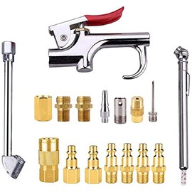 1/4" NPT Air Tool Kit, 17 Pcs Professional Dust Removing Blow Gun with Air Compressor Tool and Nozzle Accessories for Auto Repairing