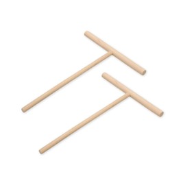 SCSpecial Crepe Spreader 2 Pieces 6.1 Inches x 4.7 Inches Natural Wooden T-Shaped Tool for Crepes Wooden Crepe Maker Pancake Maker Tool