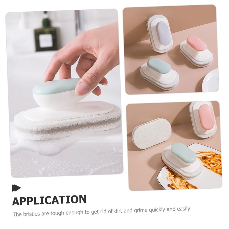 CIYODO 3pcs Dish Scrubber Multipurpose Cleaning Brush Handle Quick-Drying Sponge