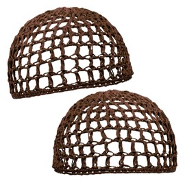 PENTA ANGEL Mesh Crochet Hair Net 2Pcs Elastic Soft Rayon Knit Snoods Hat Sleeping Hair Cap Cover Accessory for Women Girls Long Thick Curly Hair (Coffee)