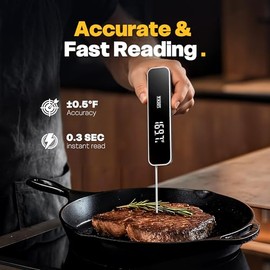 Termómetro de carne de lectura instantánea de 0.3 segundos, termómetro digital impermeable para asar a la parrilla, barbacoa, freidora de aire, ahumad