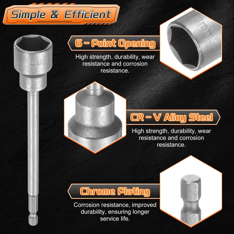 sourcing map 5pcs Nut Driver Drill Bit 19mm Metric Impact