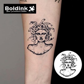 Boldink 2 Pcs Semi Permanent Jagua Tattoos 2 Weeks Long Lasting Waterproof Tattoo Stickers for Men Women Men Women Snake Medusa