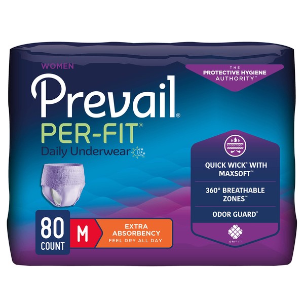 Prevail Per-Fit Protective Underwear for Women, Medium, 80 Count