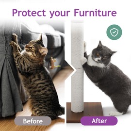 Necoichi 31.5” Tall Cat Scratching Post Kitten Scratcher Paper Rope Scratch Posts Trees with Hanging for Indoor Cats (31.5 inches for Adult Cats, Large, Dark Cherry)