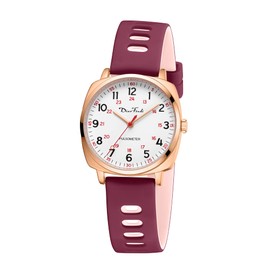 Diaofendi Nurse Watch for Medical Students,Doctors,Women Men with Second Hand and 24 Hour, Easy to Read Waterproof Watch (Small Rose Gold-WineRed Pink)