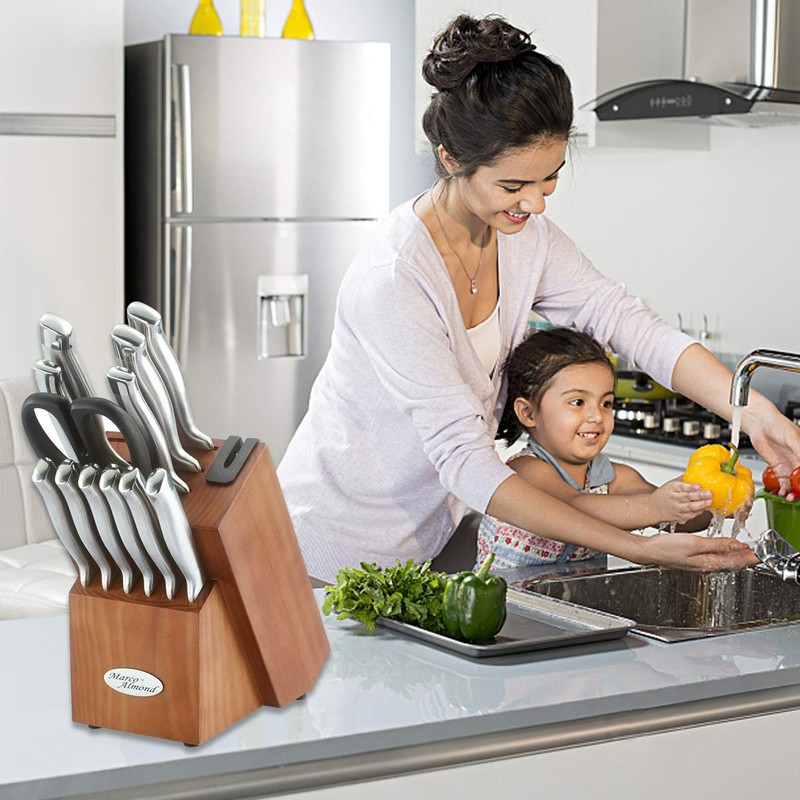 Marco Almond® Knife Block Set, KYA26 Knife Set with Block,