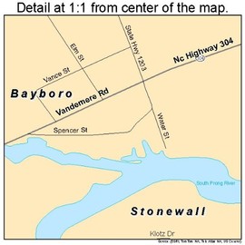 Large Street & Road Map of Bayboro, North Carolina NC - Printed poster size wall atlas of your home town