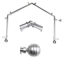 A&F Rod Décor - Dipper 13/16" 4-Sided Bay Window Curtain Rod 28-48 inch (each side) - Satin Nickel