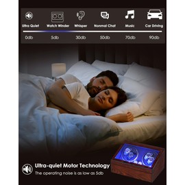 BEWISHOME Watch Winders for Automatic Watches, Automatic Watch Winder Box Watch Spinner with LED Light, 4 Watch Winder with Quiet Running Motor and 6 Storage Case for Man/Woman's Watches, Brown SYQ01Y