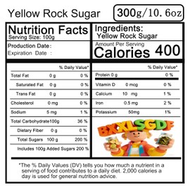 Premium Yellow Rock Sugar 10.6oz (300g) - Pure Cane Crystal Sweetener for Tea, Coffee & Asian Cuisine | Rock Candy