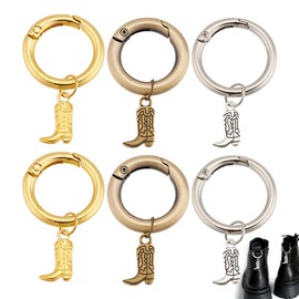 arricraft 6 Pcs Cowboy Boot Pendant Shoe Charms, 3 Colors Alloy Charms with Spring Rings West Style Charm Shoe Decorations for Boots Shoes Keychain Bag Zipper Accessories