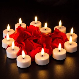 ENERJARY LED Tea Light Candles with Timer Flickering Flame 12pcs Battery Operated Realistic Bright Unscented Tea Light Fake Candles for Romantic Wedding Home Xmas Decor Birthday Halloweens Warm White