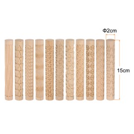 HARFINGTON 11pcs Wood Clay Roller Pattern Modeling 5.9 Inch Beech Wood Hand Rollers Wooden Pottery Tools Wood Grain Texture Rollers for Clay Baking Playdough DIY
