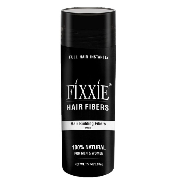 FIXXIE White Hair Fibres for Thinning Hair, Hair Fibre Concealer for Hair Loss for Men and Women, Naturally Thicker Looking Hair with Keratin Hair Fibre, 27.5 g