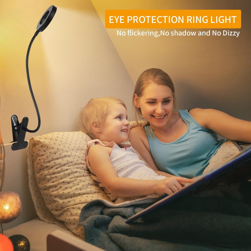iVict Desk Lamp, Eye Protection Clip on Ring Light, 48