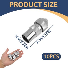 Vxiwscy Metal TV Aerial Coaxial Plug, 10 Sockets TV Aerial Coaxial Cable Adapter, Female Coaxial Cable, RF Antenna Plug for RF Cable, Nickel Plated, Antenna Cable Connector, Pack of 10