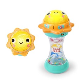 Bright Starts Just for Sun Linterna de juguete con sonidos de animales, cuentas de sonajero y espejo, juguete unisex para mayores de 6 meses