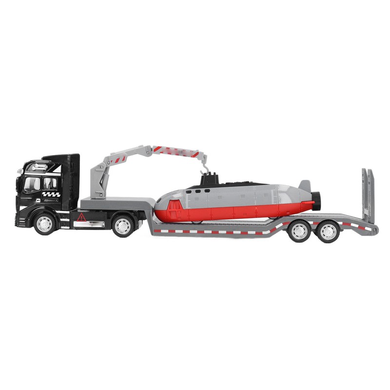 Alloy Semi Flatbed Trailer Truck Toy with Submarine Educational Realistic