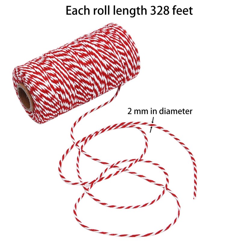 Sunmns 3 Rolls Christmas Cotton Twine and Natural Jute String
