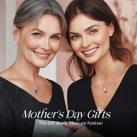 LOUISA SECRET Unique Double Heart Birthstone Necklace for Women, 925 Sterling Silver Tiny Love Pendant Jewelry Gift for Her Valentine's Day Anniversary Mother's Day Birthdays & Christmas