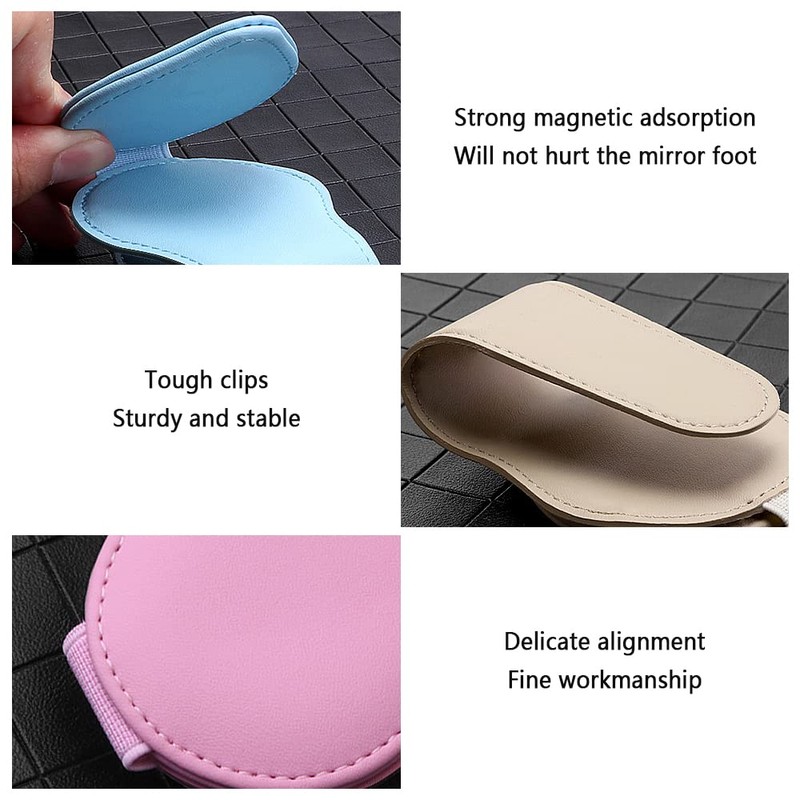 OFBAND Magnetic Sunglass Holder for Visor, PU Leather Car Organizer,