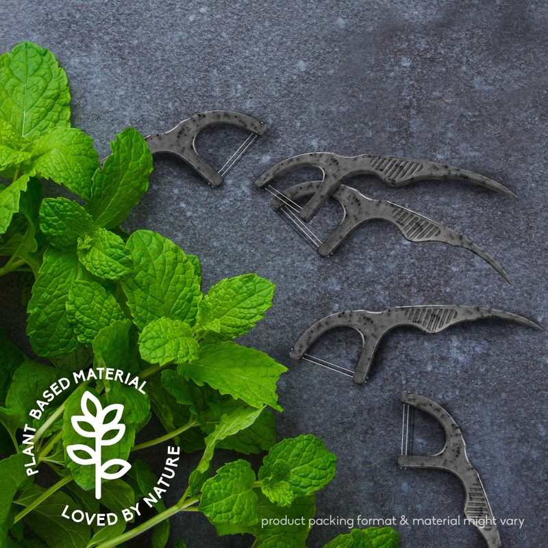 The Humble Co. Plant Based Floss Picks | Charcoal |