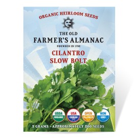 The Old Farmer's Almanac Heirloom Organic Cilantro Seeds (Slow Bolt) - Approx 200 Seeds - Certified Organic, Non-GMO, Open Pollinated, Heirloom, USA Origin