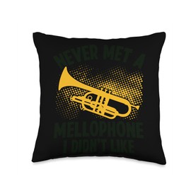 Marching Mellophone Lyre Brass Accessories Mellophone Player Case Instrument Brass Mellophonist Throw Pillow, 16x16, Multicolor