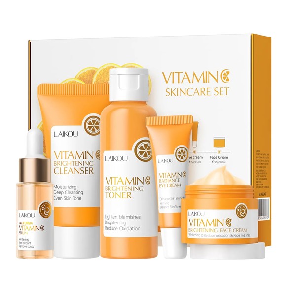 5-teiliges Gesichtspflege-Set mit Vitamin C, Geschenkset für Frauen, Reisegrößen-Set mit
