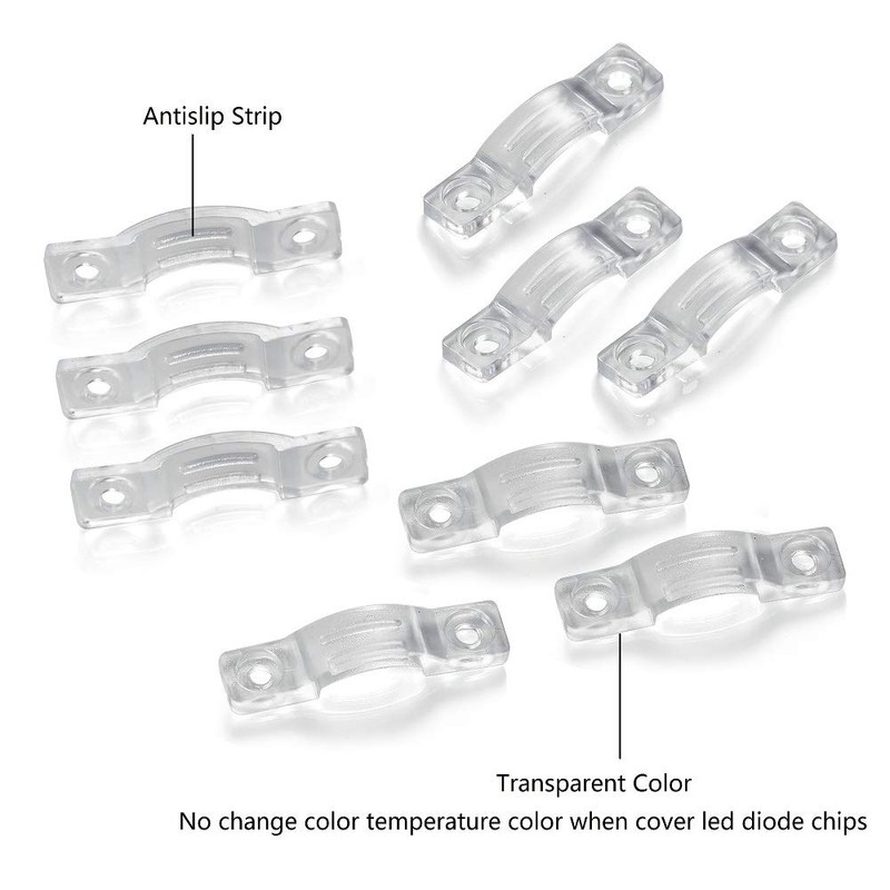 Threetwofour 100 Pack Strip Light Mounting Brackets,Tape Light Fixing Clips,led
