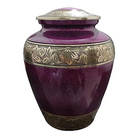 Home Elm Stone Finish Cremation Urns for Human Ashes - Decorative Urns, Handcrafted Large Adult Funeral Urns for Male & Female Ashes - Holds up to 200 Cubic inches with Velvet Bag, Pink