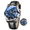 OLEVS Fashion Luminous Men's Watch, Large Dial Multi Chronograph Watch for Men, Luminous Dress Watch, Waterproof Men's Analogue Watch with Date, Brown/Black/White/Blue Dial, 2878 Blue Dial/Black