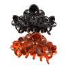 2 Black Brown hair clips plumeria flower barrette jaw claw