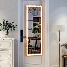 WISSMIELS Full Length Mirror with LED Lights - 48"x 16" LED Mirror Full Length Floor Mirror Full Body Mirror for Bedroom Wall Mounted Free Standing