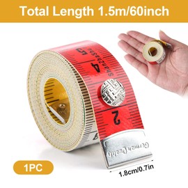 Tailor's Tape Measure 1.8 x 150 cm - Flexible Sewing Tape Measure Made of PU Leather with Press Stud Closure (Inches + Centimetres) - for Sewing and Body Measurements