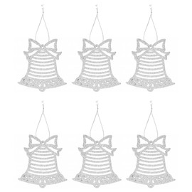 Dazzling Silver Hanging Glitter Bells - Luxurious Christmas Decorations - Perfect Holiday Home Accent & Gift Idea - Set of 6