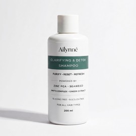 Ailynné Clarifying Shampoo for Oily Hair & Build Up - Deep Cleansing Detox Shampoo with Zinc, Ginger & Seaweed - Removes Oil, Residue & Hard Water Impurities Without Drying - 200ml.