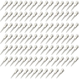 100 Pieces Single Prong Hair Clips, BetterJonny Silver Section Hair Clips 2.16 Inches Curl Clips Metal Alligator Clips Hair Pins for Hair Salon Hair Extensions