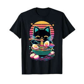 Anime Cat Eating Ramen Japanese Ramen Cat Japan T-Shirt