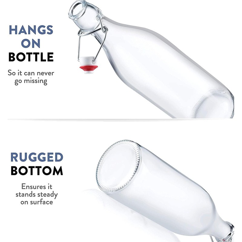 Bormioli Rocco Giara Glass Bottle with Airtight Clamp Lid, 33.75