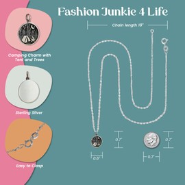 FashionJunkie4Life Sterling Silver Campfire Necklace, 18" Chain | Gifts for Men & Women | Birthday Gift for Men and Women