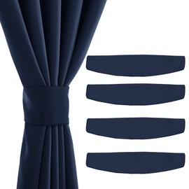 NICETOWN Magnetic Curtain Tiebacks Modern Handmade Tie Backs Decorative Curtain Holdbacks for Drapes (Navy Blue,15 X 4 Inches, Set of 4)