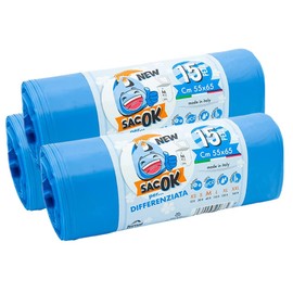 SACOK 55 x 65 cm Scented Rubbish Bin Bags with Handles, Waste Separation (45)